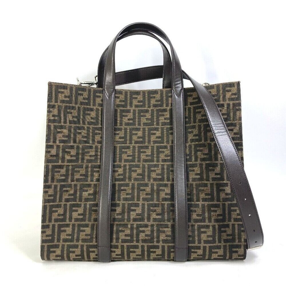 FENDI Crossbody Zucca Shopping bag 2WAY Shoulder Bag Hand Bag Tote Bag - Picture 1 of 16